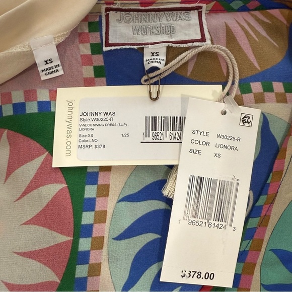 Johnny Was Lionora V-Neck Silk Swing Slip Dress Long Sleeve Sun Print NWT $378 - Picture 11 of 16